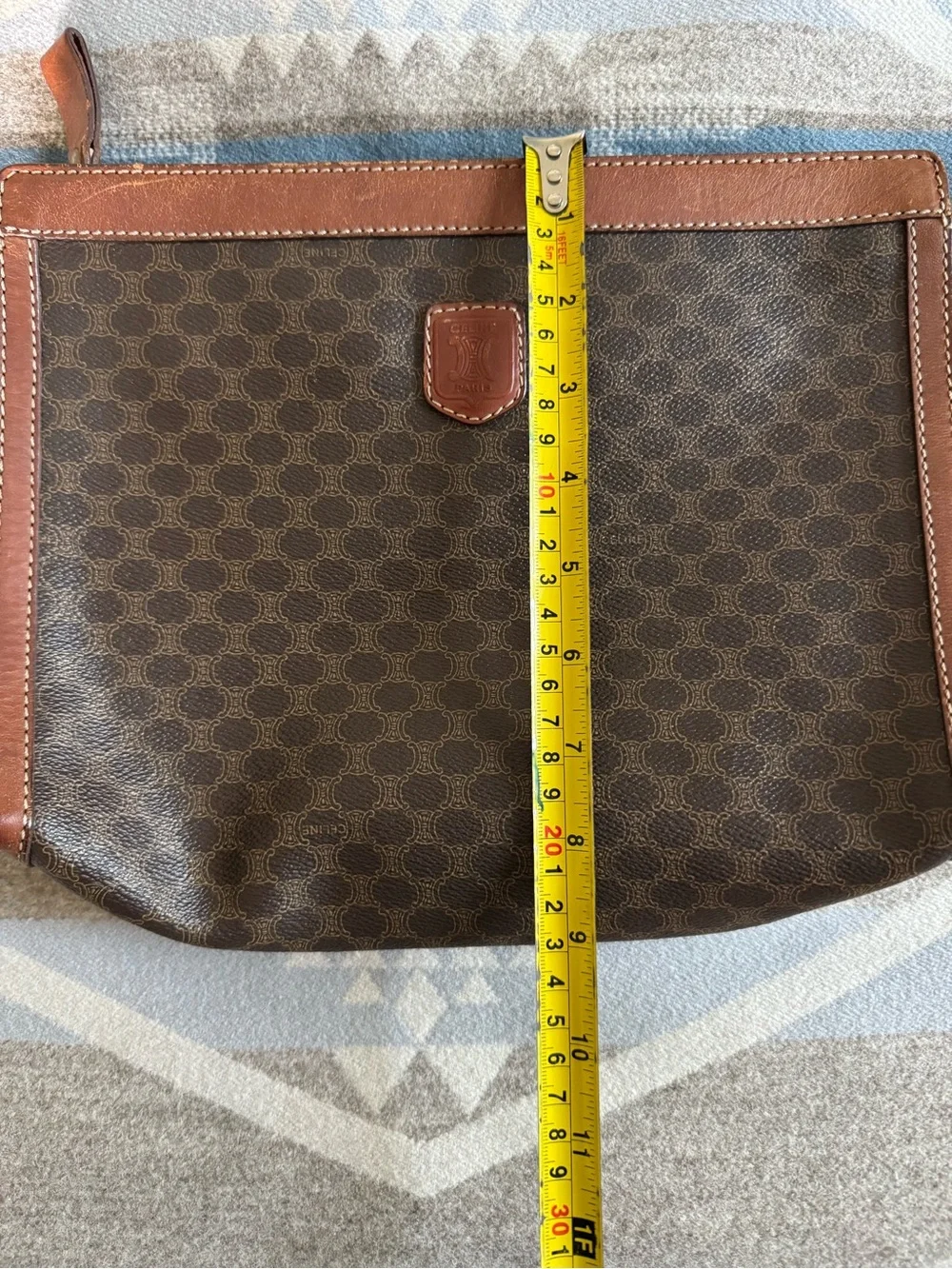 Celine Macadam Canvas Leather Triomphe Logo Print Clutch Pouch Vintage - Picture 11 of 11